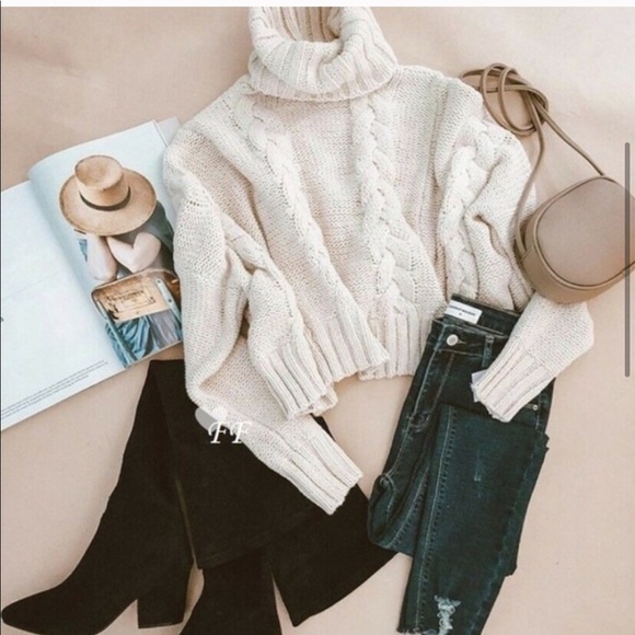 Last! Figleaffashion cozy cable turtleneck sweater - Picture 3 of 5